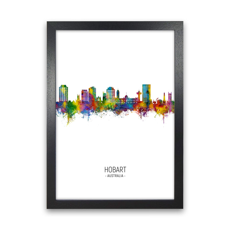 Hobart Australia Skyline Portrait Art Print by Michael Tompsett Black Grain