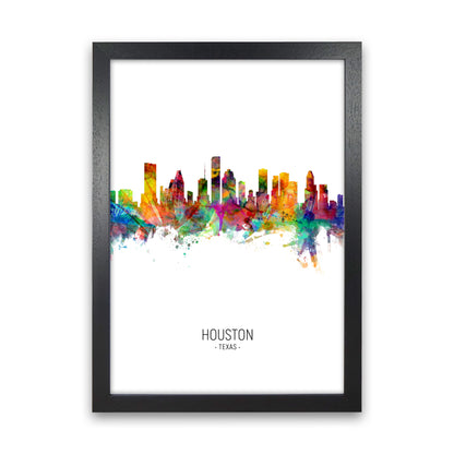 Houston Texas Skyline Portrait Art Print by Michael Tompsett Black Grain
