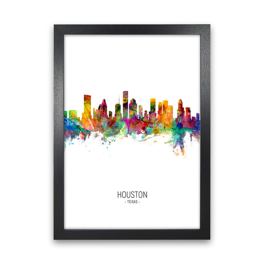 Houston Texas Skyline Portrait Art Print by Michael Tompsett Black Grain