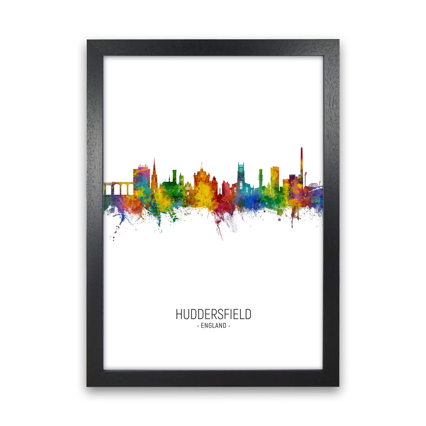 Huddersfield England Skyline Portrait Art Print by Michael Tompsett Black Grain
