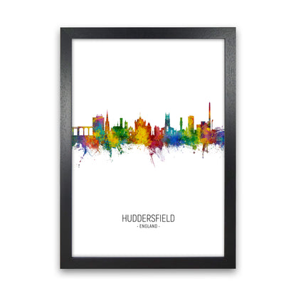 Huddersfield England Skyline Portrait Art Print by Michael Tompsett Black Grain