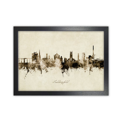 Huddersfield England Skyline Vintage Art Print by Michael Tompsett Black Grain