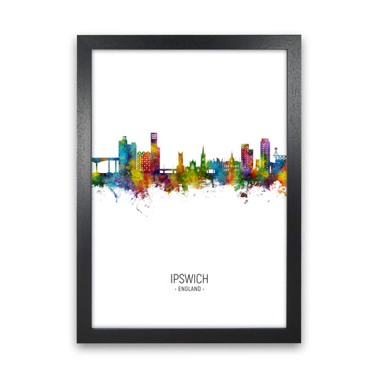 Ipswich England Skyline Portrait Art Print by Michael Tompsett Black Grain