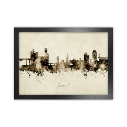 Ipswich England Skyline Vintage Art Print by Michael Tompsett Black Grain