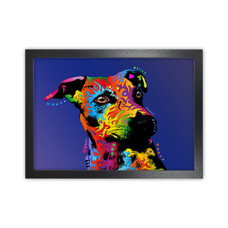 Jack Russell Dog Blue Art Print by Michael Tompsett Black Grain