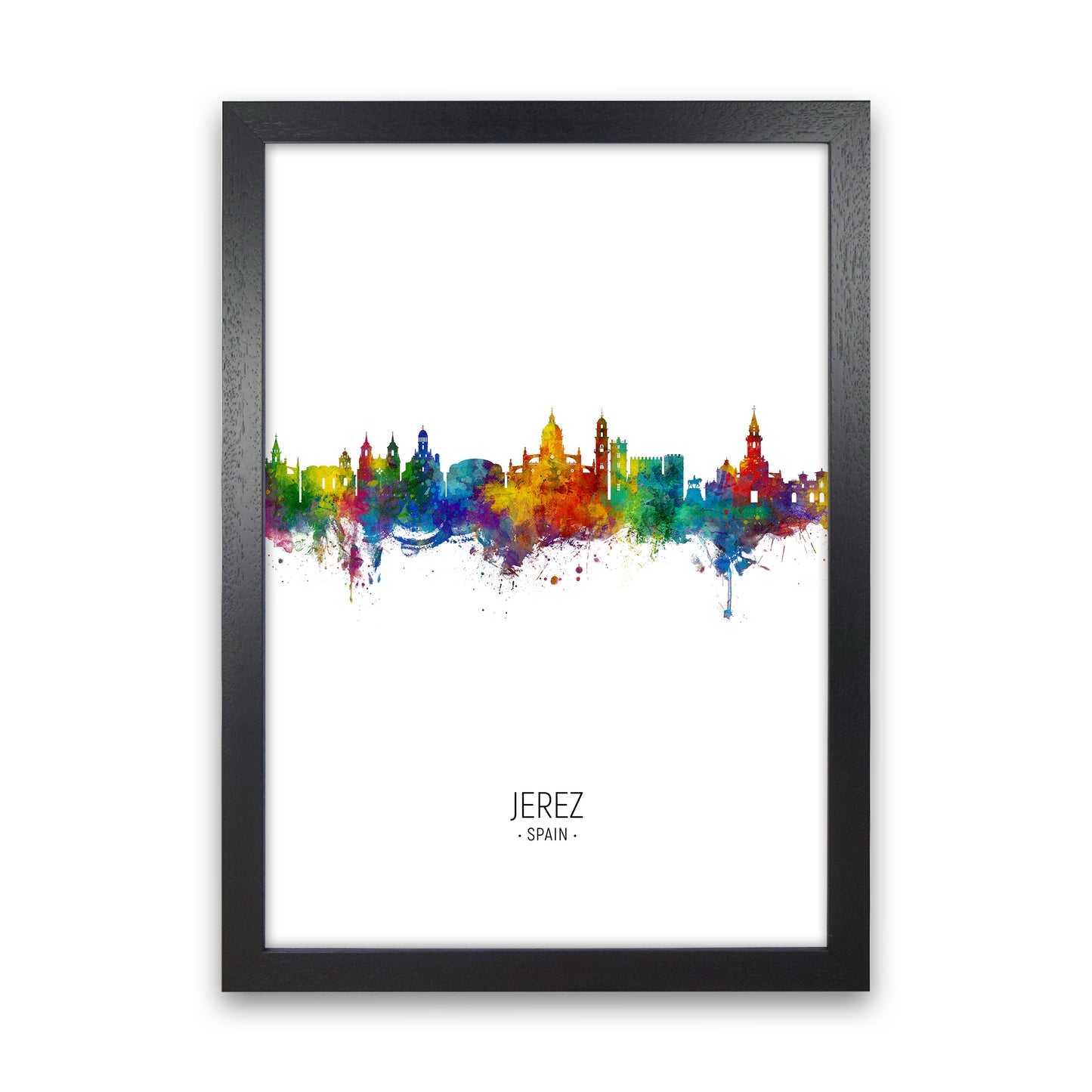 Jerez Spain Skyline Portrait Art Print by Michael Tompsett Black Grain