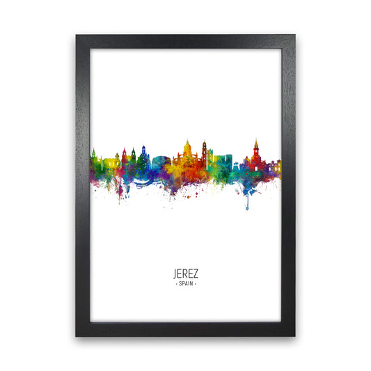 Jerez Spain Skyline Portrait Art Print by Michael Tompsett Black Grain