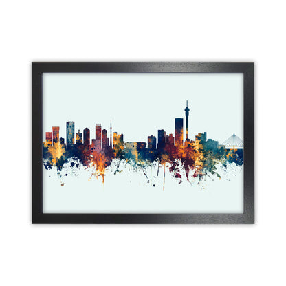 Johannesburg South Africa Skyline Blue Orange Art Print by Michael Tompsett Black Grain