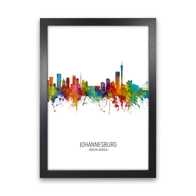 Johannesburg South Africa Skyline Portrait Art Print by Michael Tompsett Black Grain