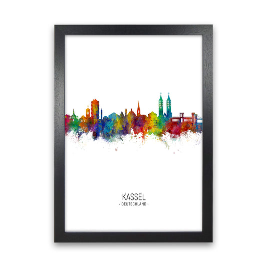Kassel Germany Skyline Portrait Art Print by Michael Tompsett Black Grain
