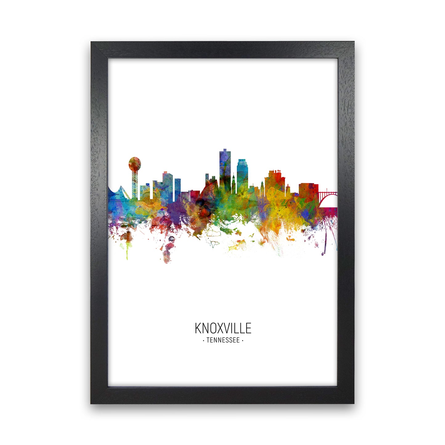 Knoxville Tennessee Skyline Portrait Art Print by Michael Tompsett Black Grain