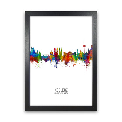 Koblenz Germany Skyline Portrait Art Print by Michael Tompsett Black Grain