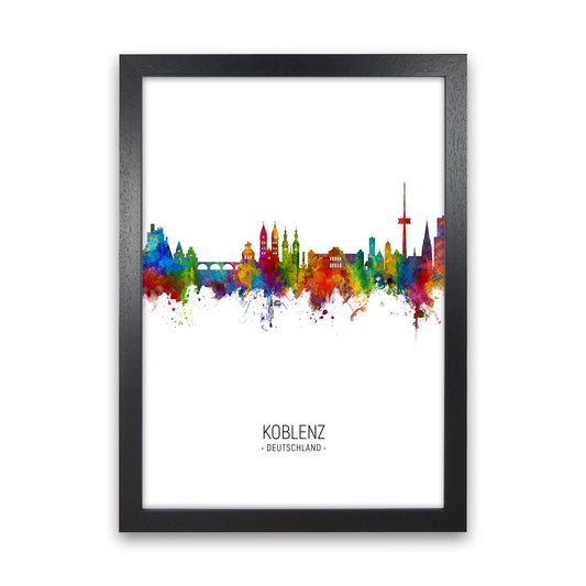 Koblenz Germany Skyline Portrait Art Print by Michael Tompsett Black Grain
