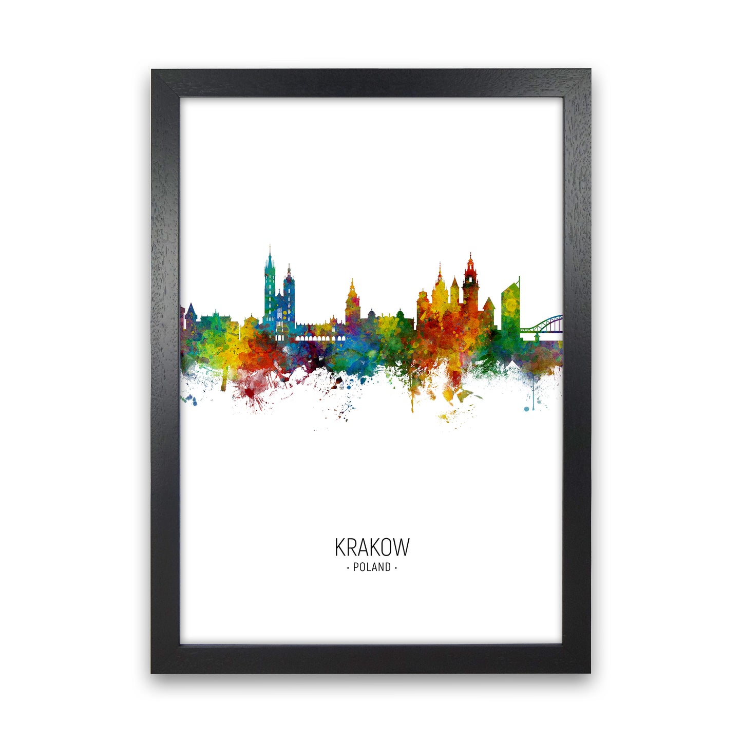 Krakow Poland Skyline Portrait Art Print by Michael Tompsett Black Grain