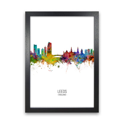 Leeds England Skyline Portrait Art Print by Michael Tompsett Black Grain