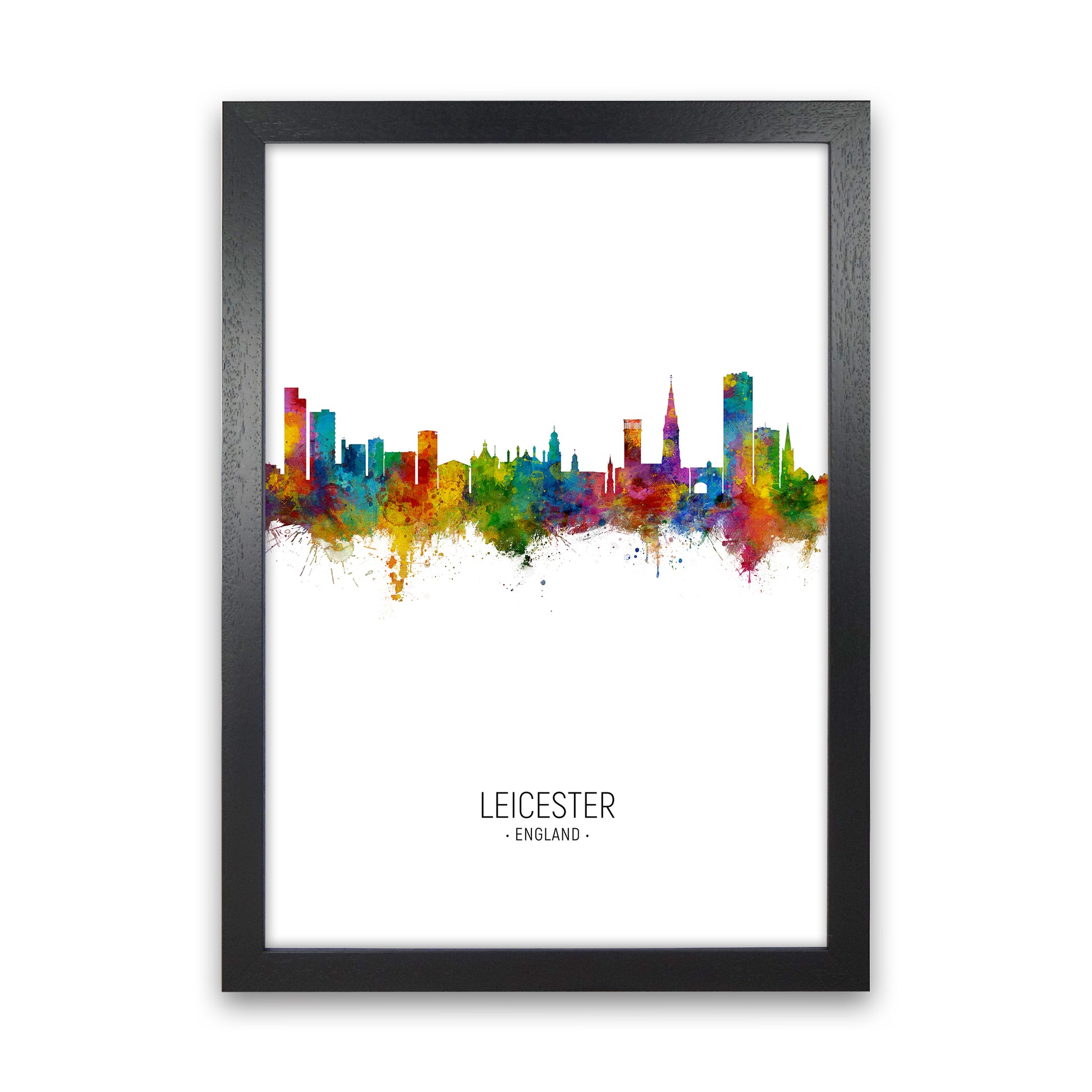 Leicester England Skyline Portrait Art Print by Michael Tompsett Black Grain