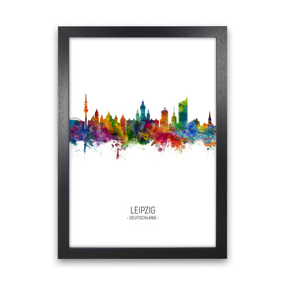 Leipzig Germany Skyline Portrait Art Print by Michael Tompsett Black Grain
