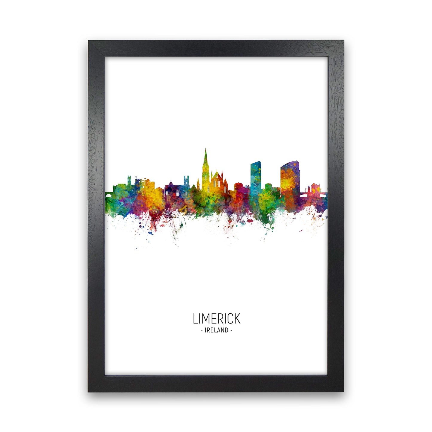 Limerick Ireland Skyline Portrait Art Print by Michael Tompsett Black Grain