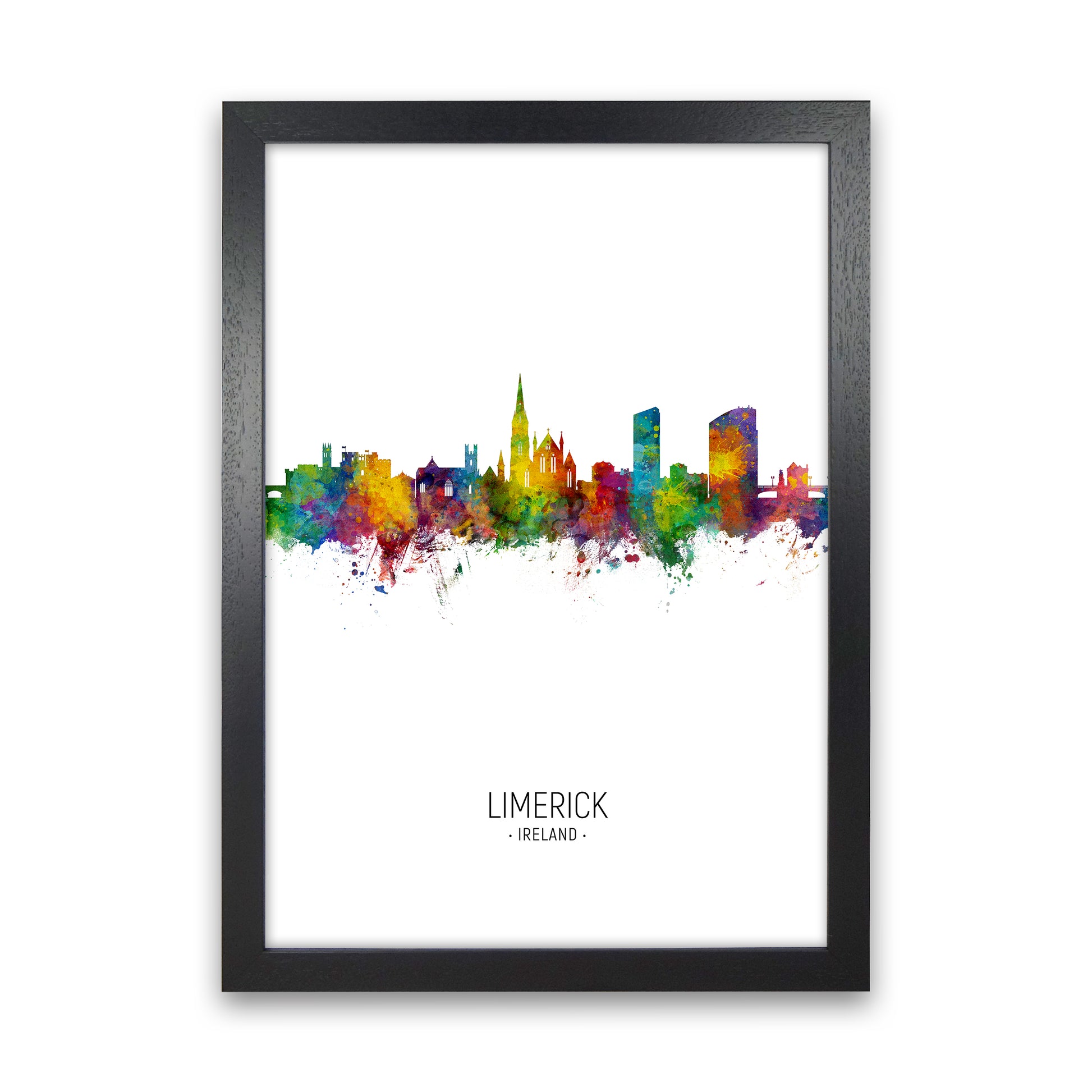 Limerick Ireland Skyline Portrait Art Print by Michael Tompsett Black Grain