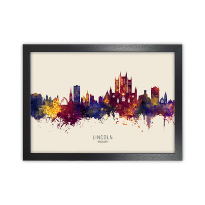 Lincoln England Skyline Autumn City Name Art Print by Michael Tompsett Black Grain