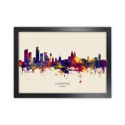 Liverpool England Skyline Autumn City Name Art Print by Michael Tompsett Black Grain
