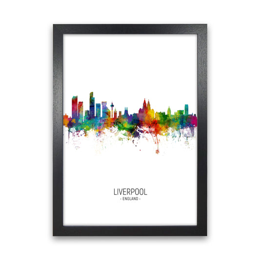 Liverpool England Skyline Portrait Art Print by Michael Tompsett Black Grain
