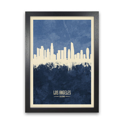 Los Angeles California Skyline Portrait Navy Art Print by Michael Tompsett Black Grain