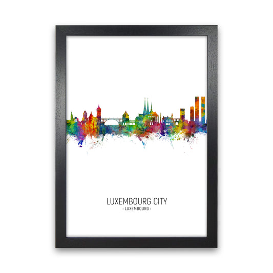 Luxembourg City Luxembourg Skyline Portrait Art Print by Michael Tompsett Black Grain