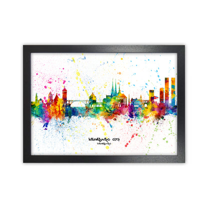 Luxembourg City Luxembourg Skyline Splash Art Print by Michael Tompsett Black Grain