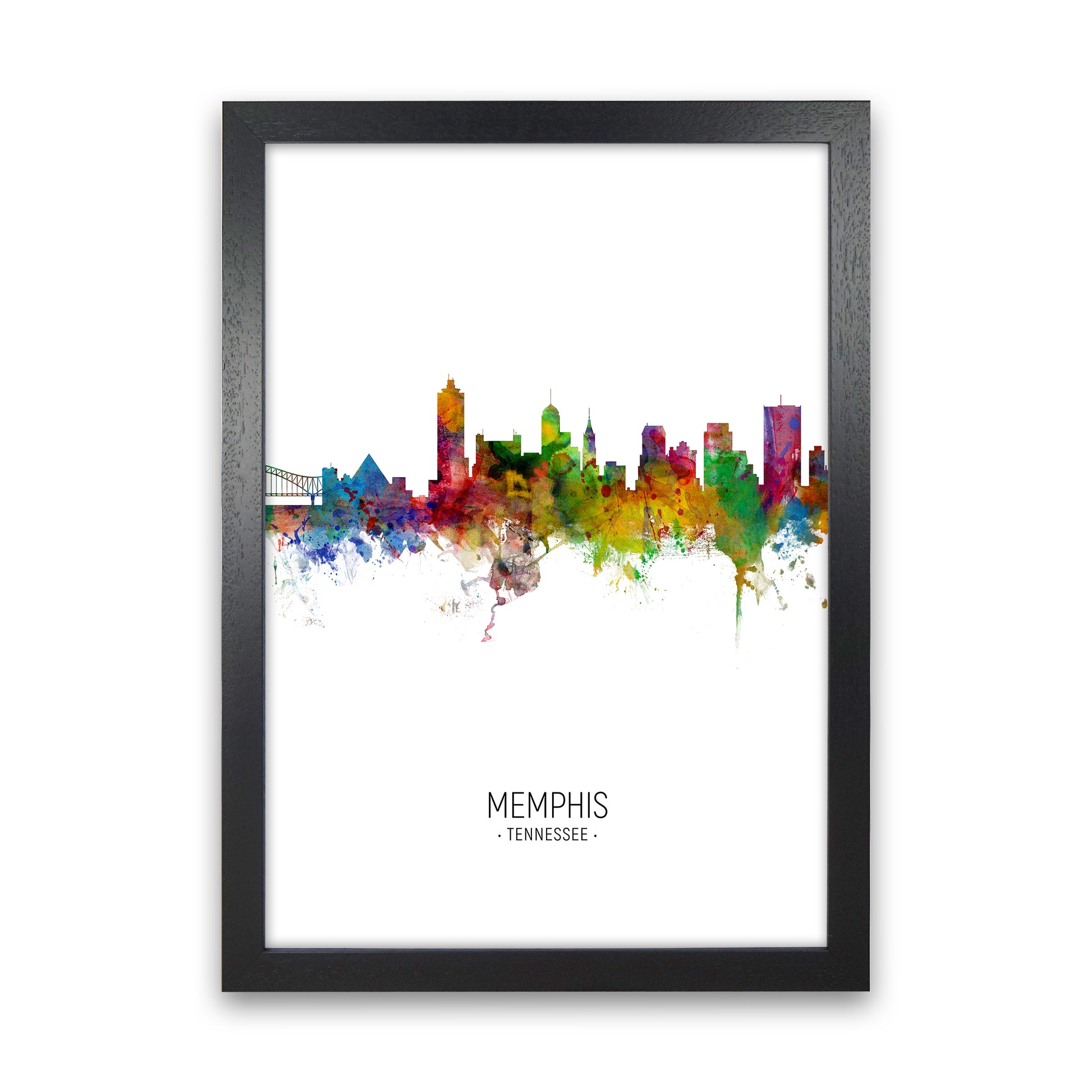 Memphis Tennessee Skyline Portrait Art Print by Michael Tompsett Black Grain