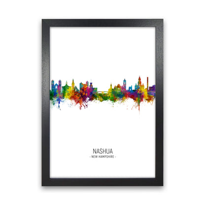 Nashua New Hampshire Skyline Portrait Art Print by Michael Tompsett Black Grain