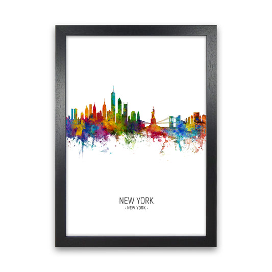 New York New York Skyline Portrait Art Print by Michael Tompsett Black Grain