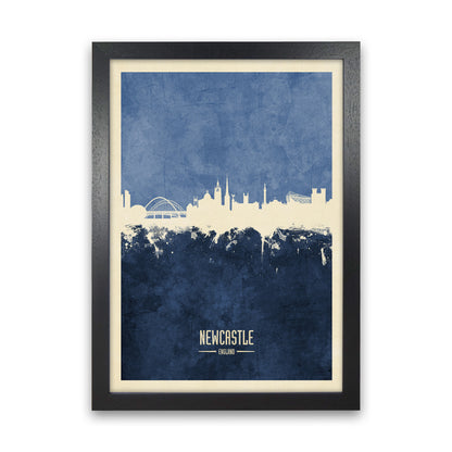 Newcastle England Skyline Portrait Navy Art Print by Michael Tompsett Black Grain
