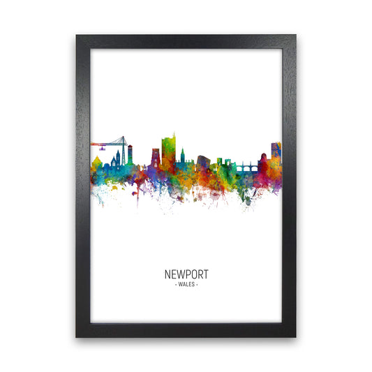 Newport Wales Skyline Portrait Art Print by Michael Tompsett Black Grain