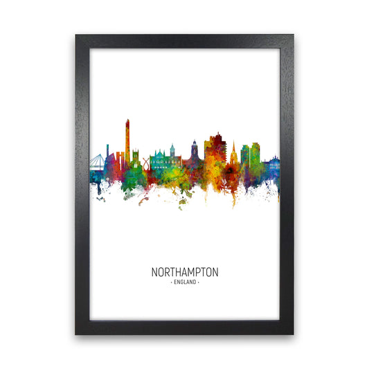 Northampton England Skyline Portrait Art Print by Michael Tompsett Black Grain