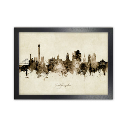 Northampton England Skyline Vintage Art Print by Michael Tompsett Black Grain