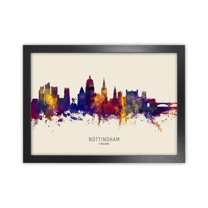 Nottingham England Skyline Autumn City Name Art Print by Michael Tompsett Black Grain