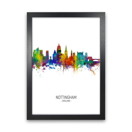 Nottingham England Skyline Portrait Art Print by Michael Tompsett Black Grain