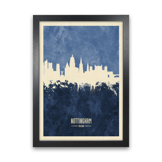 Nottingham England Skyline Portrait Navy Art Print by Michael Tompsett Black Grain