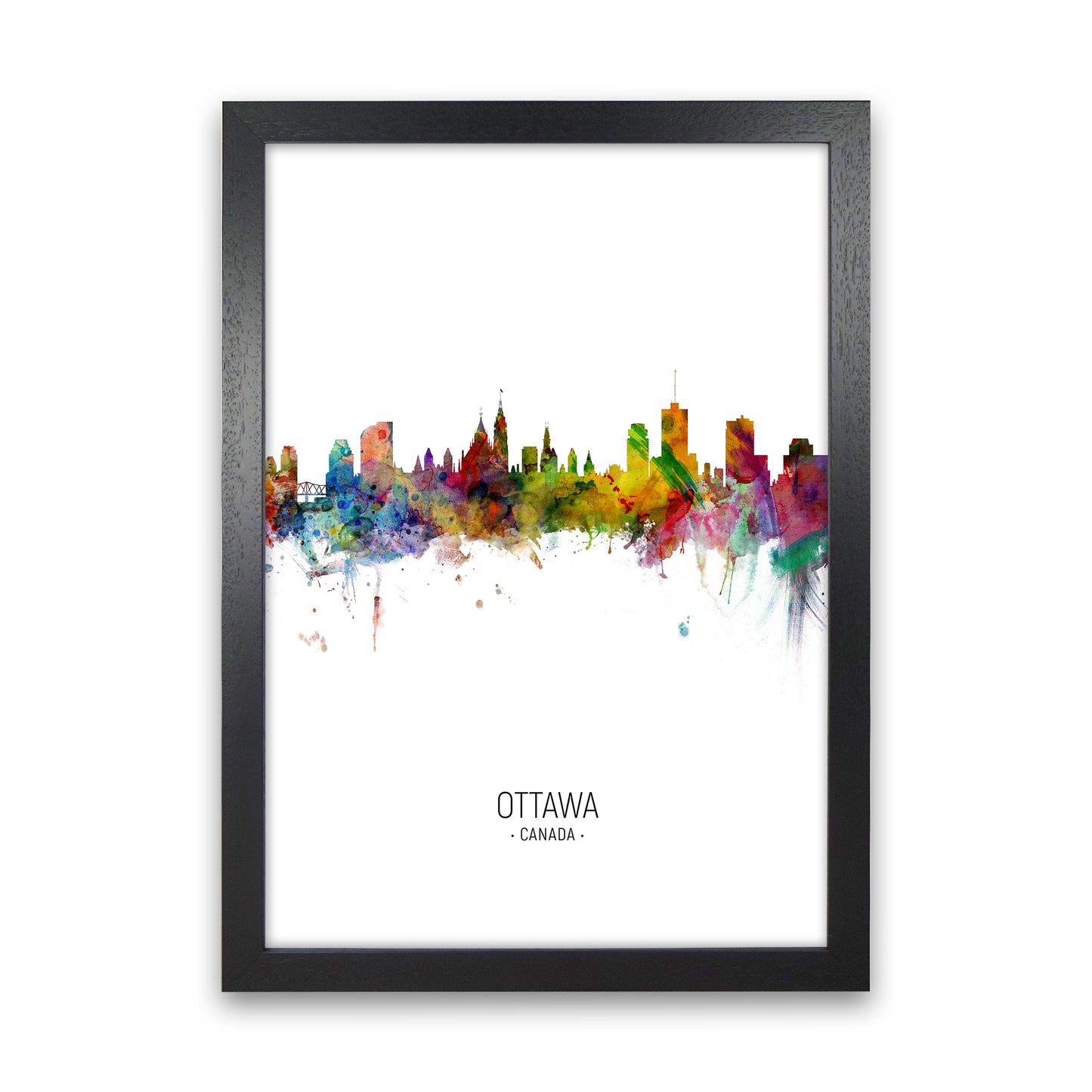 Ottawa Canada Skyline Portrait Art Print by Michael Tompsett Black Grain