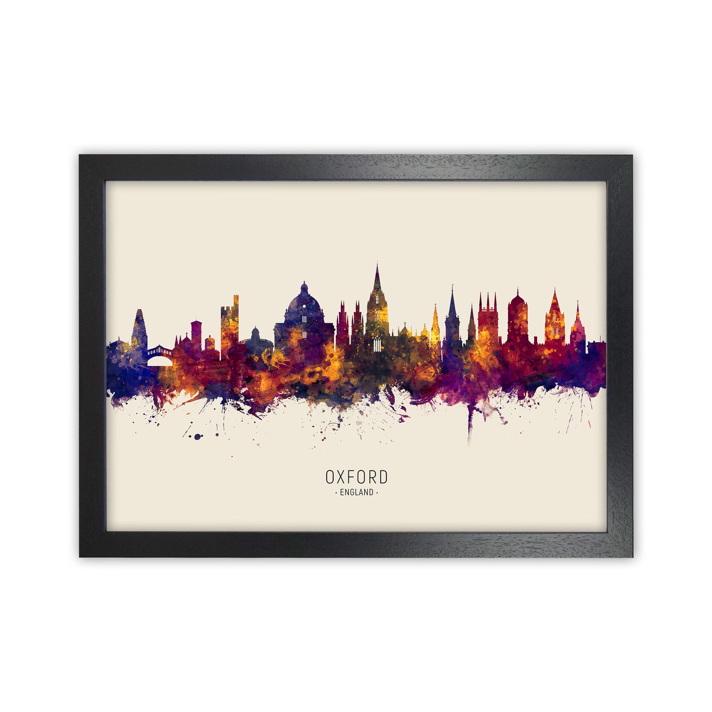 Oxford England Skyline Autumn City Name Art Print by Michael Tompsett Black Grain