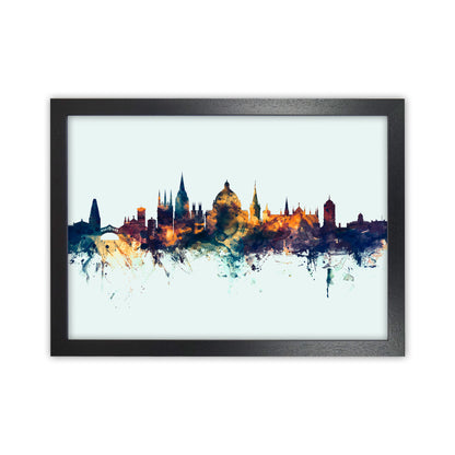 Oxford England Skyline Blue Orange Art Print by Michael Tompsett Black Grain