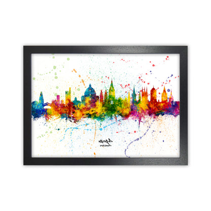 Oxford England Skyline Splash Art Print by Michael Tompsett Black Grain