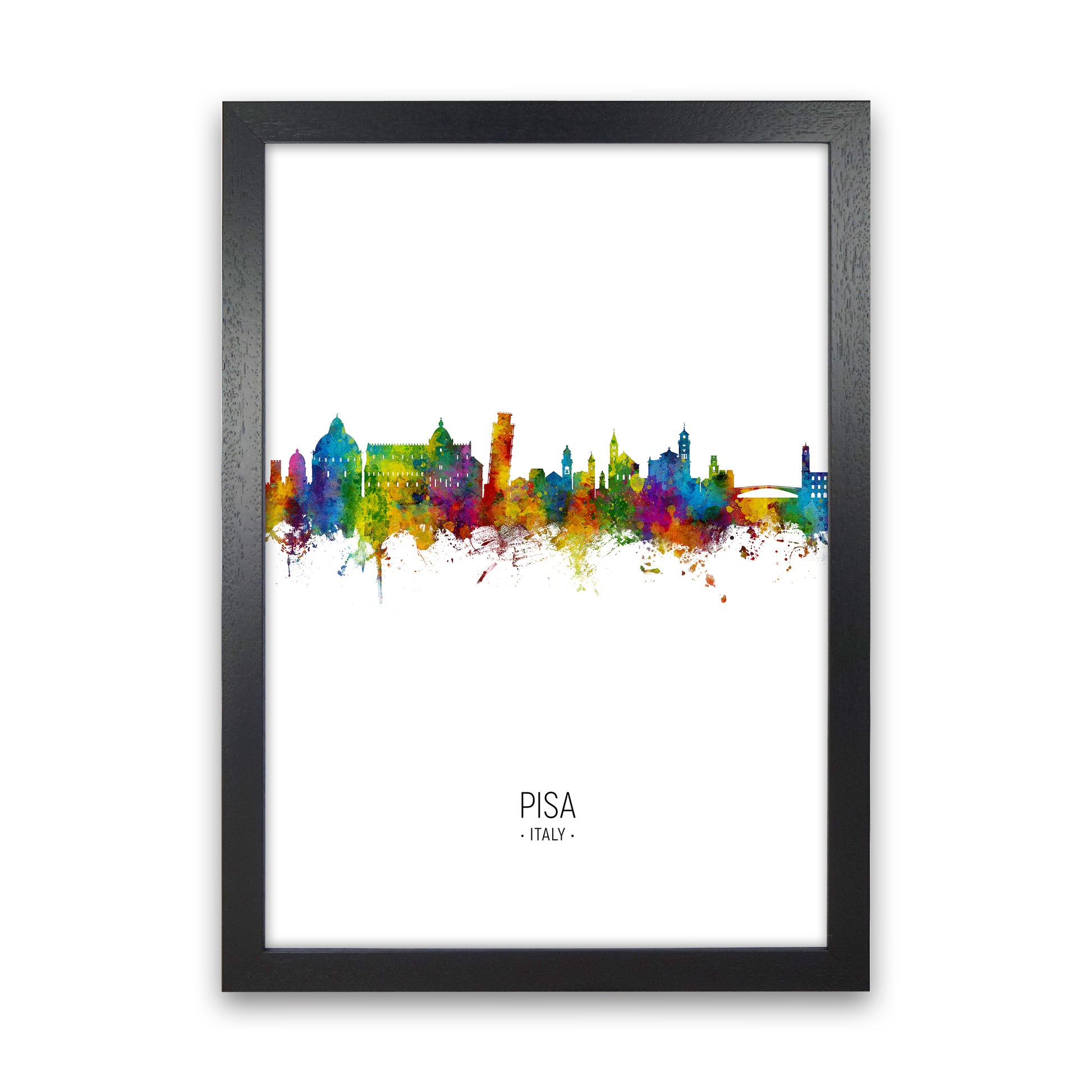 Pisa Italy Skyline Portrait Art Print by Michael Tompsett Black Grain