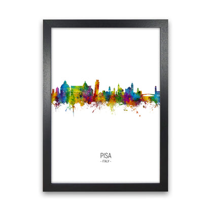 Pisa Italy Skyline Portrait Art Print by Michael Tompsett Black Grain