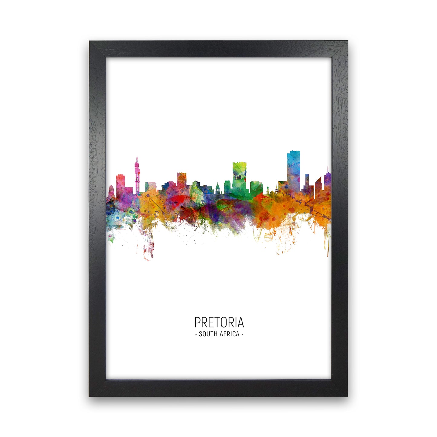 Pretoria South Africa Skyline Portrait Art Print by Michael Tompsett Black Grain