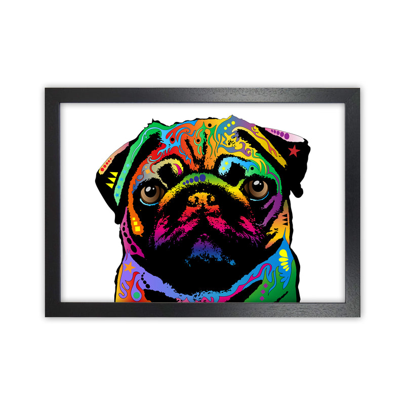 Pug Dog White Art Print by Michael Tompsett Black Grain