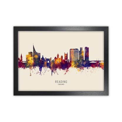 Reading England Skyline Autumn City Name Art Print by Michael Tompsett Black Grain