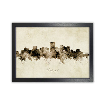 Richmond Virginia Skyline Vintage Art Print by Michael Tompsett Black Grain