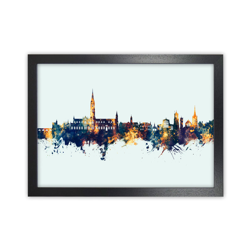 Salisbury England Skyline Blue Orange Art Print by Michael Tompsett Black Grain
